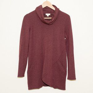 Pure Jill Maroon Cowlneck Turtleneck Sweater